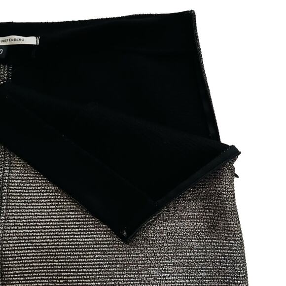 Diane Von Furstenberg Skirt Katinko Silver Metallic A-Line Skirt Size 10 - Picture 4 of 12